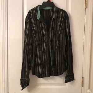 New York and Company Button Down Black & Green - M